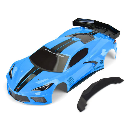 Pro-line PRM157713 1/7 Chevrolet Corvette C8 Painted Body (Rapid Blue) Felony - PowerHobby