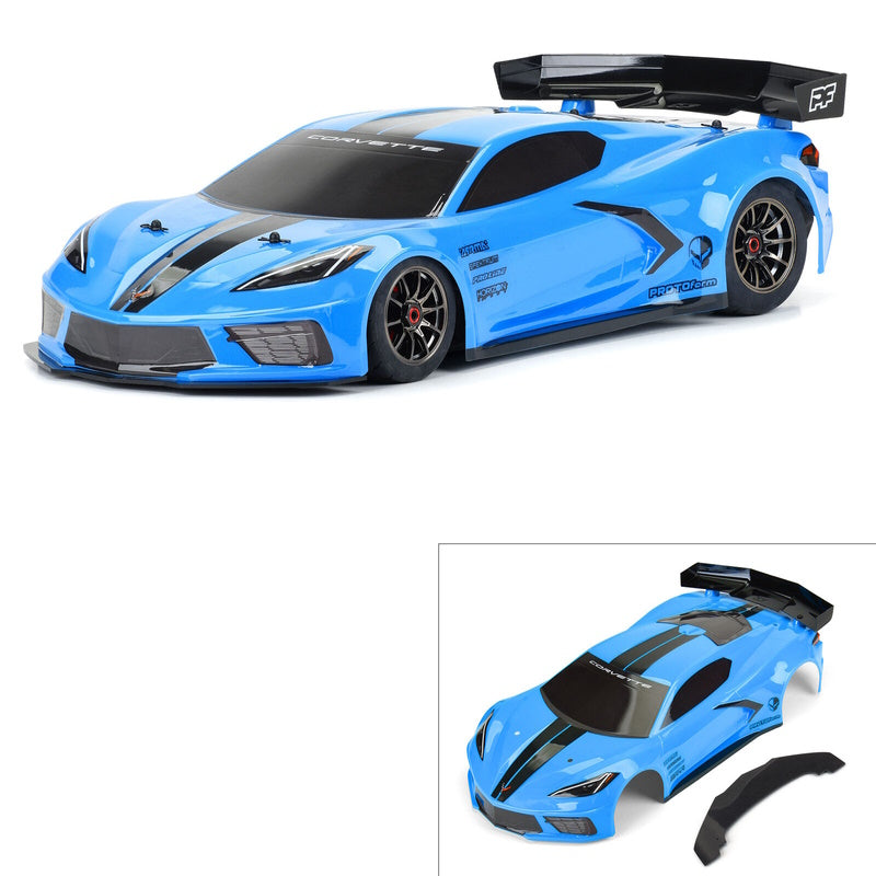 Pro-line PRM157713 1/7 Chevrolet Corvette C8 Painted Body (Rapid Blue) Felony - PowerHobby