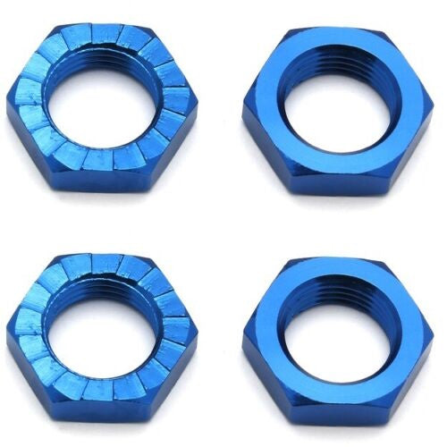 Team Associated ASC81082 17mm Aluminum Serrated Wheel Hex Nut (Blue) (4) - PowerHobby