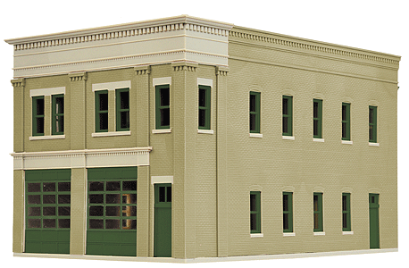 Walthers 933-4022 HO Scale Two-Bay Fire Station Plastic Kit - PowerHobby