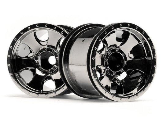 HPI 105280 Warlock Wheel Black Chrome 2.2" (2) Savage E-Firestorm Wheely King - PowerHobby