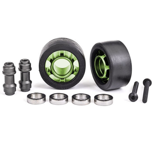 Traxxas 7775G Aluminum Wheelie Bar Wheels Green Maxx Sledge X-Maxx XRT - PowerHobby