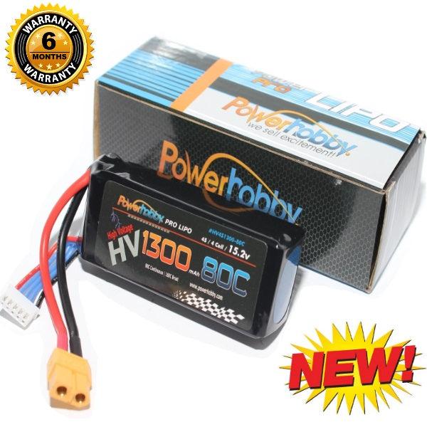 Powerhobby 4S High Voltage 15.2V 1300mAh 80C Lipo Battery w XT60 ...