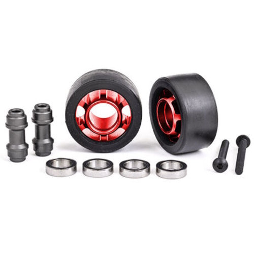 Traxxas 7775R Aluminum Wheelie Bar Wheels Red Maxx Sledge X-Maxx XRT - PowerHobby