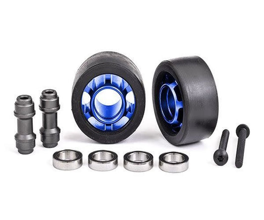 Traxxas 7775X Aluminum Wheelie Bar Wheels Blue Maxx Sledge X-Maxx XRT - PowerHobby