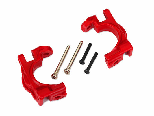 Traxxas 9032R Heavy Duty Caster Blocks C-Hubs 4x4 Hoss/Rustler/Slash (Red) - PowerHobby