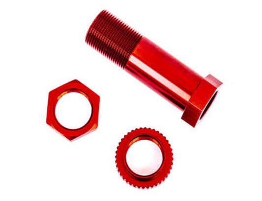 Traxxas 9545R Servo saver post/ adjuster nut/ locknut, Red, Sledge - PowerHobby