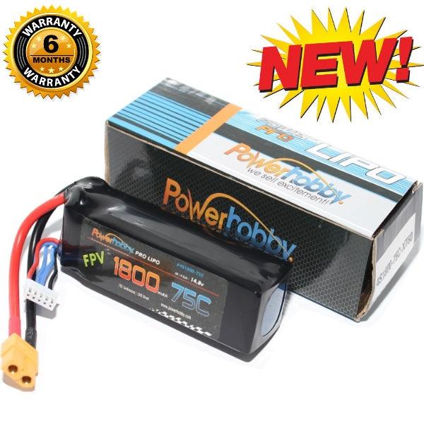 Powerhobby 4S 14.8V 1800mAh 75C Lipo Battery with XT60 Connector - PowerHobby