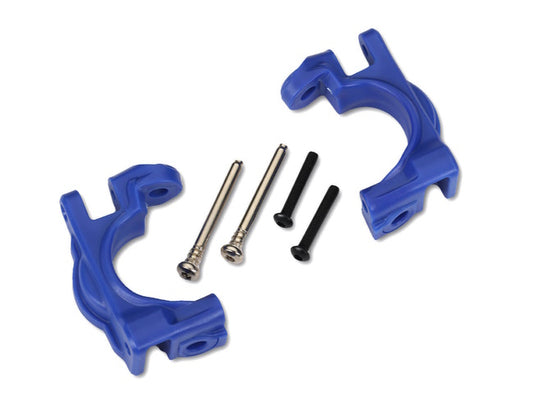 Traxxas 9032X Heavy Duty Caster Blocks C-Hubs 4x4 Hoss/Rustler/Slash (Blue) - PowerHobby