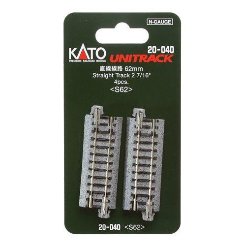 Kato 20-040 N Scale 62mm (2 7/16") Straight Track [4 pcs] UniTrack - PowerHobby