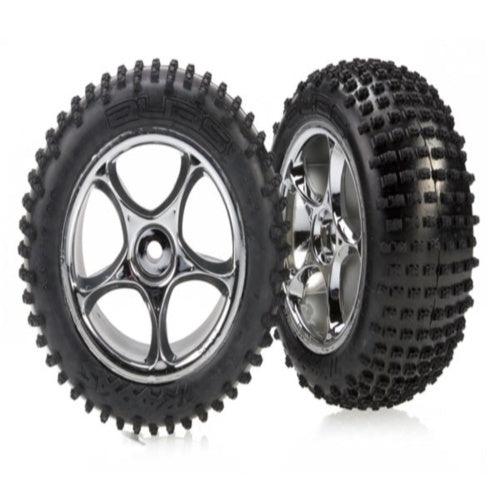 Traxxas 2470R Tracer 2.2" Rear Wheels w/Alias Tires (Chrome) (2) (Bandit) - PowerHobby