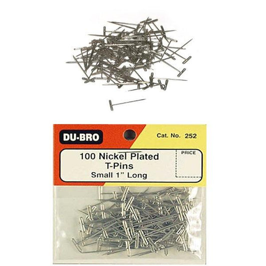 DuBro 252 Nickel Plated T-Pins 1" (100pcs) - PowerHobby