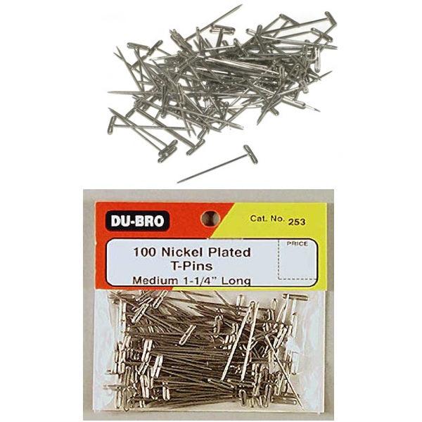 DuBro 253 Nickel Plated T-Pins 1-1 / 4" (100Pcs) - PowerHobby