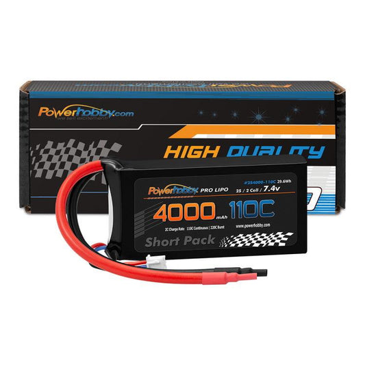 Powerhobby 2S 7.4V 4000mah 110C-220C Short Drag Racing Lipo Battery - PowerHobby