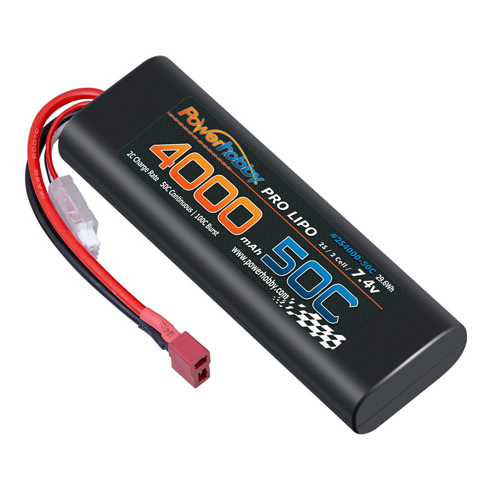 Powerhobby 2S 4000mah 50c ROUND Lipo Battery w Deans Plug ( Starter Box) - PowerHobby