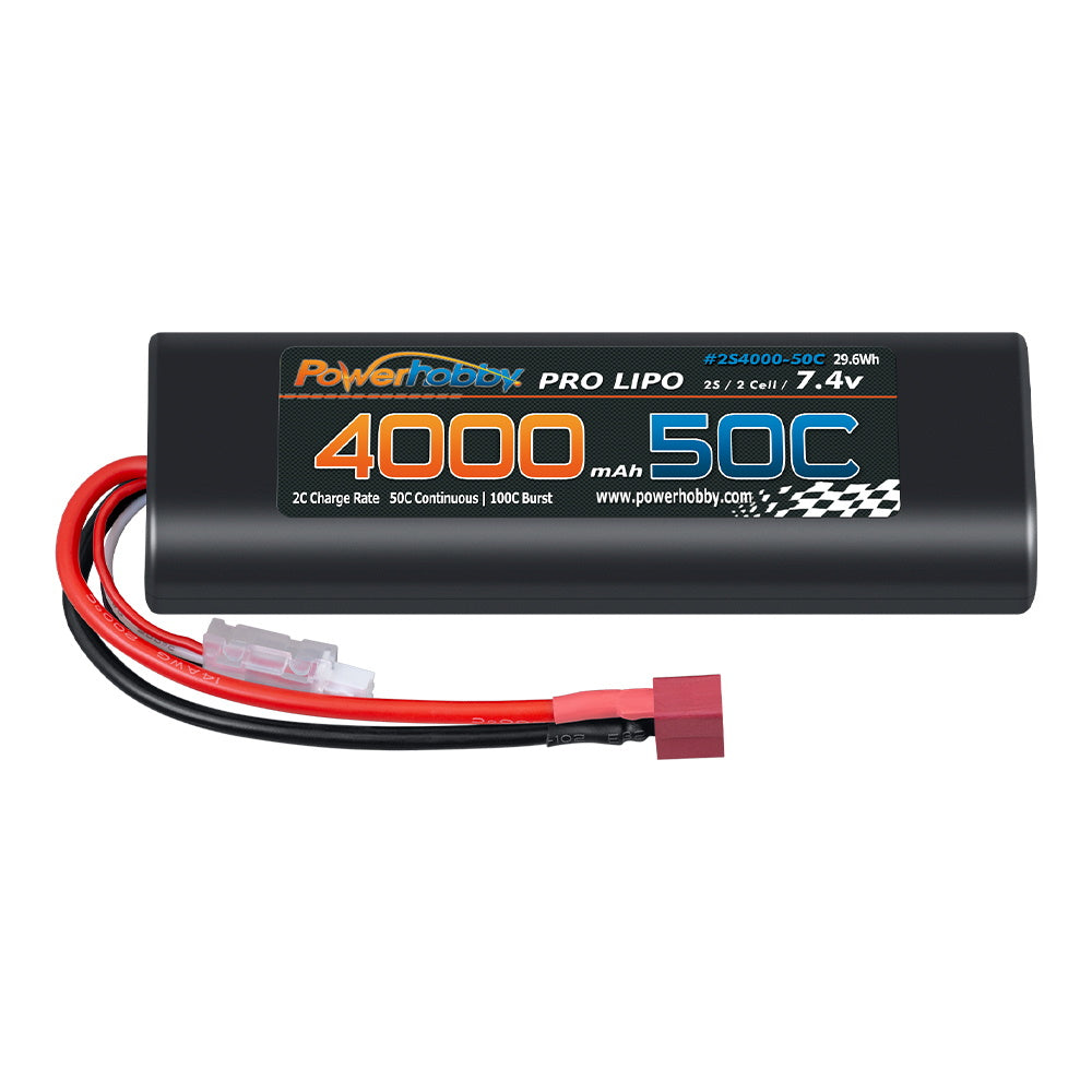 Powerhobby 2S 4000mah 50c ROUND Lipo Battery w Deans Plug ( Starter Box) - PowerHobby