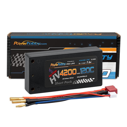 Powerhobby 2S 7.6V HV + Graphene 4200mah 120c Shorty Lipo Battery - PowerHobby