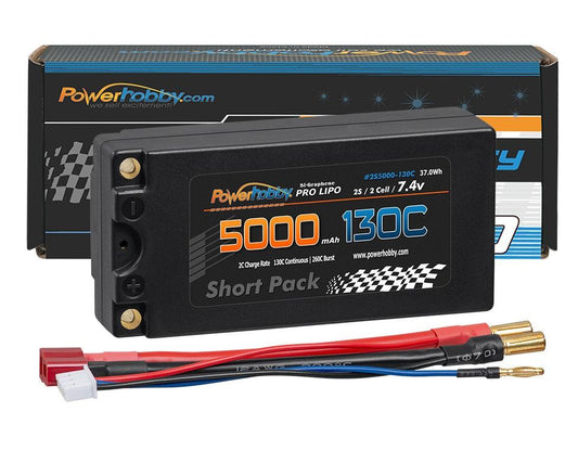 Powerhobby 2S 7.4V 5000mah 130C Graphene Shorty Lipo Battery 5MM - PowerHobby