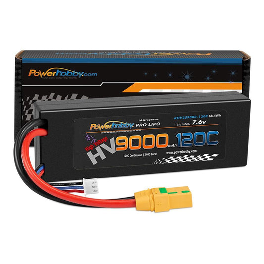 Powerhobby 2S 7.6V HV + Graphene 9000MAh 120c Lipo Battery w XT90 Plug - PowerHobby