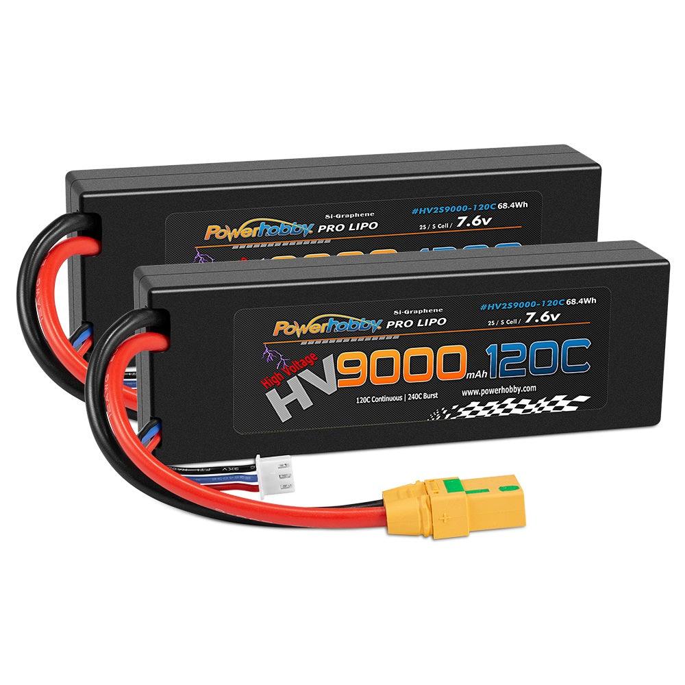 Powerhobby 2S 7.6V HV + Graphene 9000MAh 120c Lipo Battery w XT90 (2) - PowerHobby