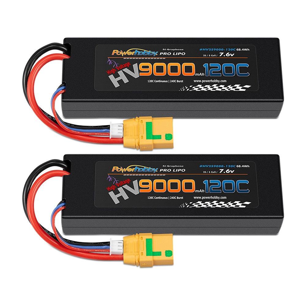 Powerhobby 2S 7.6V HV + Graphene 9000MAh 120c Lipo Battery w XT90 (2) - PowerHobby