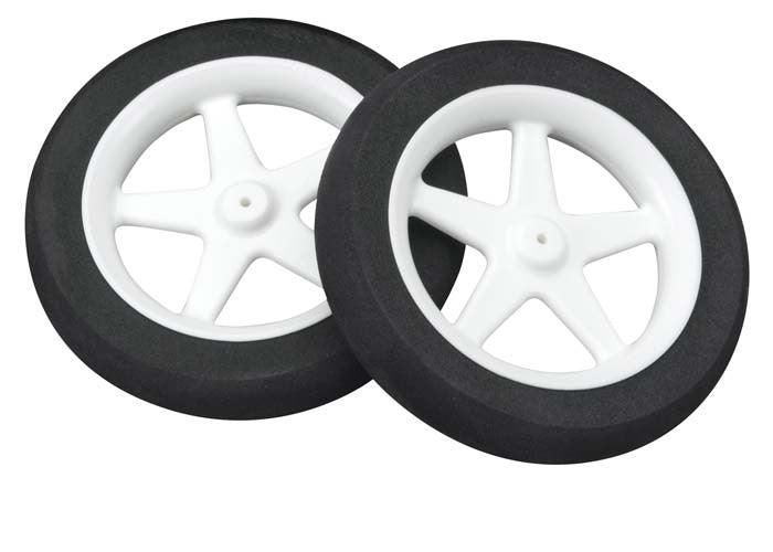 Dubro 300MS Micro Sport Airplane Wheels 3" (2) pre-mounted 5 spoke foam tire - PowerHobby