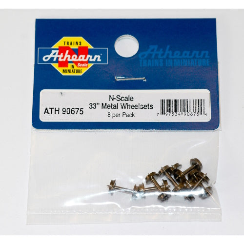 Athearn ATH90675 N 33" Metal Wheel Set (8) - PowerHobby