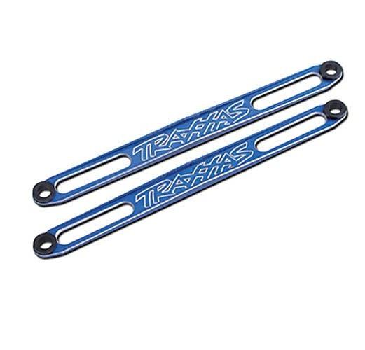 Traxxas 3923X Battery Hold downs Blue (2) - PowerHobby