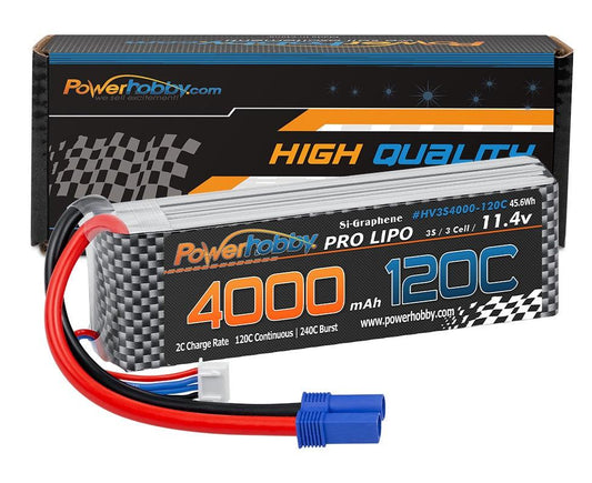 Powerhobby 3s 11.4V 4000mah 120c Graphne + HV Lipo Battery w EC5 Plug - PowerHobby