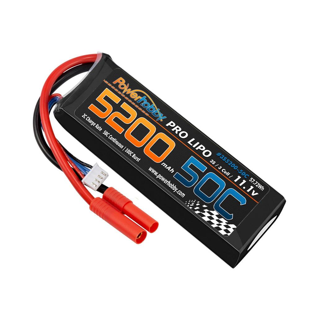 Powerhobby 3s 11.1V 5200mah 50c Lipo Battery W REDCAT 4.0mm Plug - PowerHobby