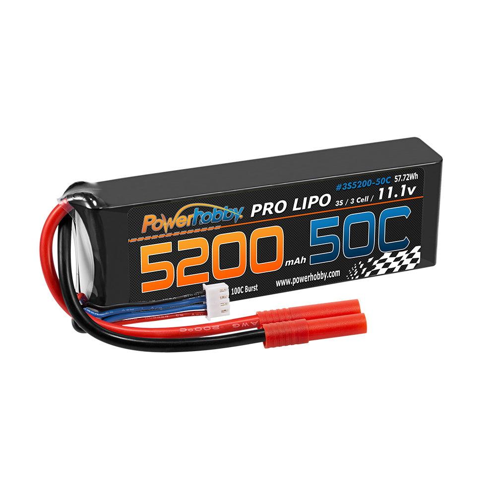 Powerhobby 3s 11.1V 5200mah 50c Lipo Battery W REDCAT 4.0mm Plug - PowerHobby