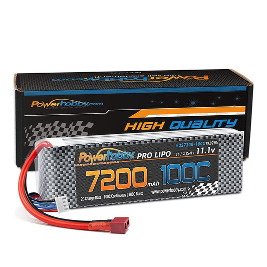 Powerhobby 3S 11.1V 7200MAH 100C-200C lipo Battery w DEANS Plug - PowerHobby