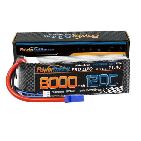 POWERHOBBY 3S 11.4V 8000MAH 120C GRAPHENE + HV LIPO BATTERY W EC5 PLUG - PowerHobby