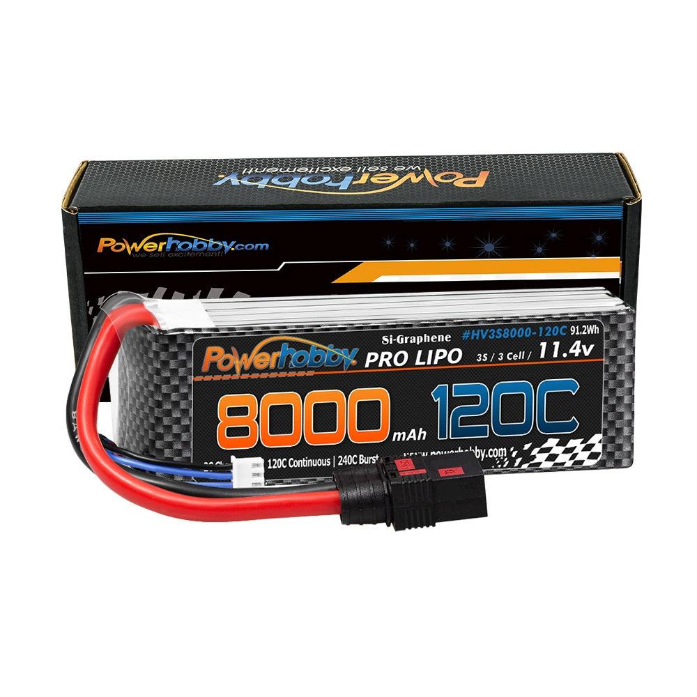 POWERHOBBY 3S 11.4V 8000MAH 120C GRAPHENE + HV LIPO BATTERY W QS8 PLUG 8AWG Wire - PowerHobby