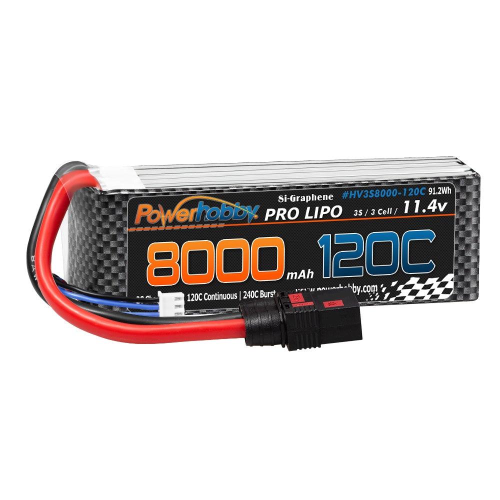 POWERHOBBY 3S 11.4V 8000MAH 120C GRAPHENE + HV LIPO BATTERY W QS8 PLUG 8AWG Wire - PowerHobby