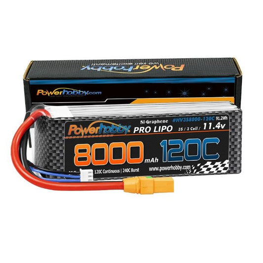 POWERHOBBY 3S 11.4V 8000MAH 120C GRAPHENE + HV LIPO BATTERY W XT90 PLUG - PowerHobby