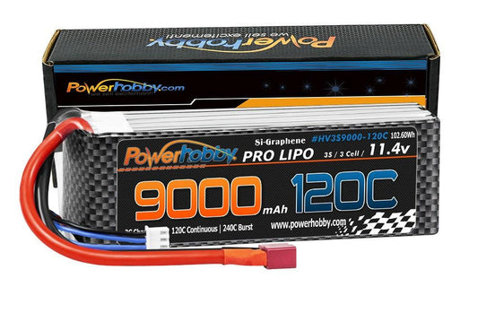 Powerhobby 3S 11.4V 9000mah 120C GRAPHENE + HV Lipo Battery w Deans Plug - PowerHobby