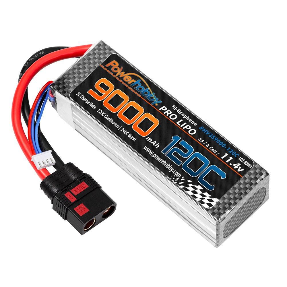 Powerhobby 3S 11.4V 9000mah 120C GRAPHENE + HV Lipo Battery w QS8 Plug 8AWG Wire - PowerHobby