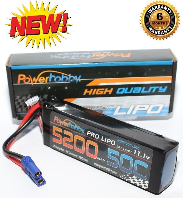 PowerHobby 3S 11.1V 5200mAh 50C Lipo Battery Pack w EC5 Plug 3-Cell - PowerHobby