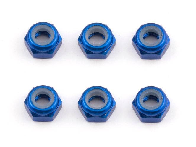 Team Associated 31550 M3 Locknut Blue Aluminum (6) SC8 RC8 / B RC8.2e TC6 SC10GT - PowerHobby