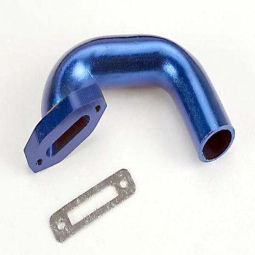 Traxxas 4487 Exhaust Header Blue Nitro Rustler Nitro Sport - PowerHobby