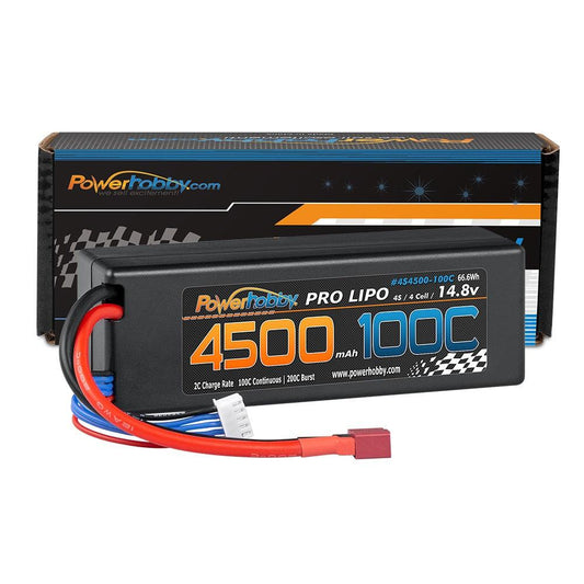 Powerhobby 4s 14.8V 4500mah 100c Lipo Batery Deans Hard Case 4-Cell - PowerHobby