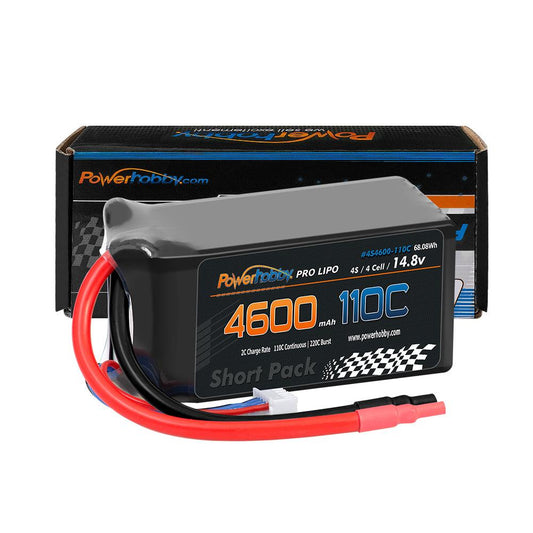 Powerhobby 4S 14.8V 4600mah 110C-220C Short Drag Racing Lipo Battery - PowerHobby