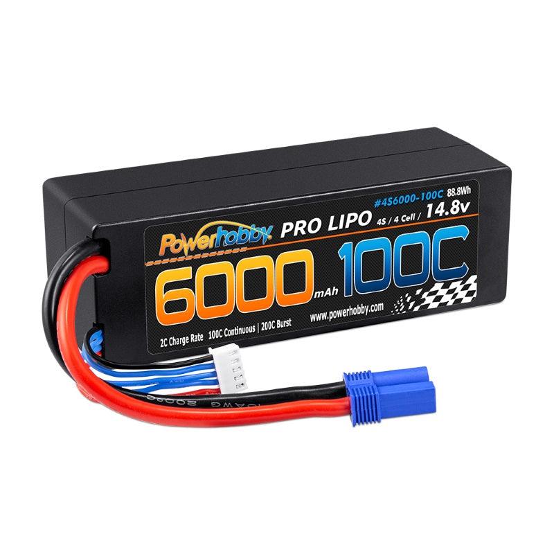 Powerhobby 4s 14.8v 6000mah 100c Lipo Battery w EC5 Hard Case 4-cell - PowerHobby