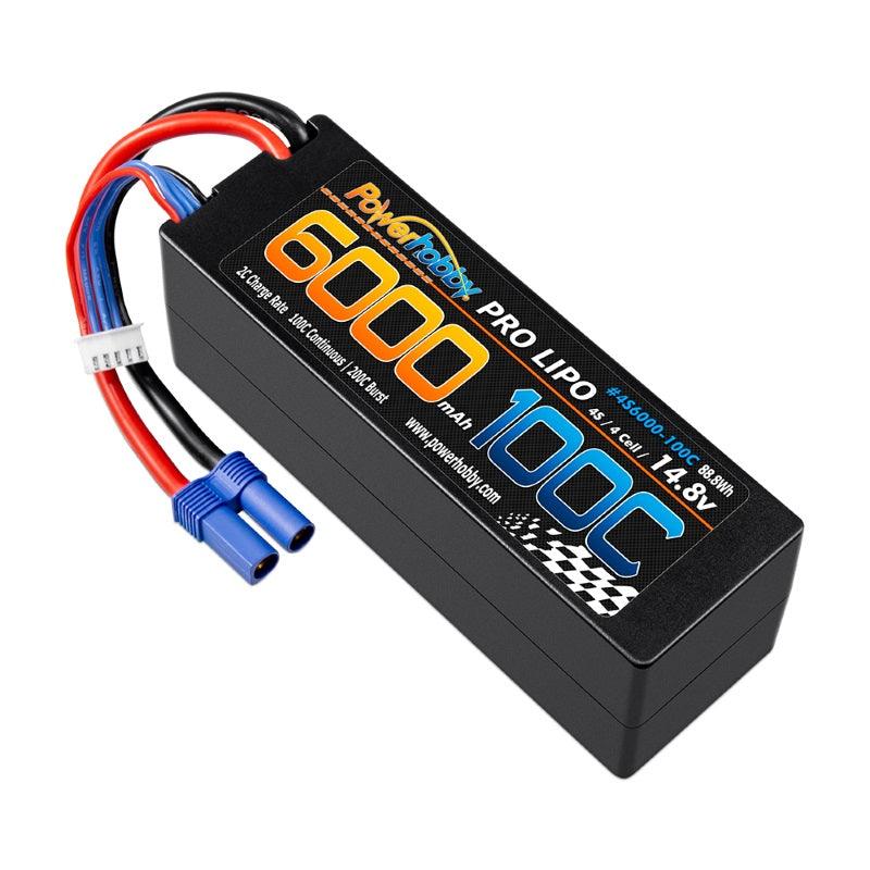 Powerhobby 4s 14.8v 6000mah 100c Lipo Battery w EC5 Hard Case 4-cell - PowerHobby