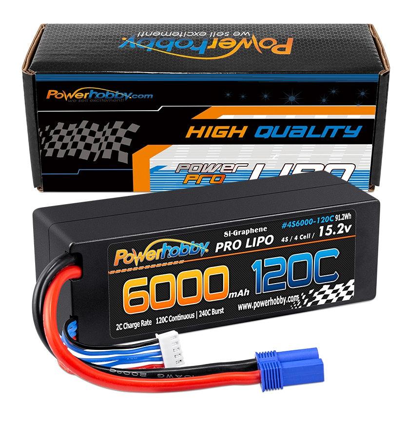 Powerhobby 4s 15.2v 6000MAH 120C Graphene + HV Lipo Battery w EC5 Plug Hard Case - PowerHobby