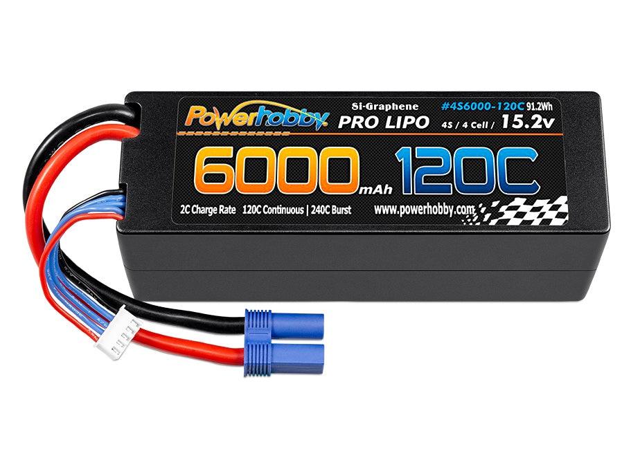 Powerhobby 4s 15.2v 6000MAH 120C Graphene + HV Lipo Battery w EC5 Plug Hard Case - PowerHobby