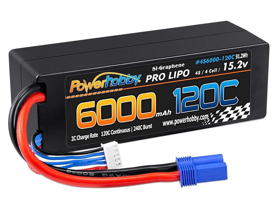 Powerhobby 4s 15.2v 6000MAH 120C Graphene + HV Lipo Battery w EC5 Plug Hard Case - PowerHobby