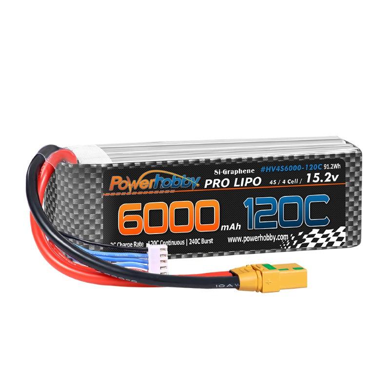 Powerhobby 4s 15.2v 6000MAH 120C Graphene + HV Lipo Battery XT90 Plug Soft Case - PowerHobby