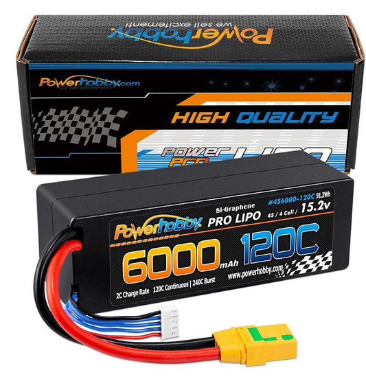 Powerhobby 4s 15.2v 6000MAH 120C Graphene + HV Lipo Battery XT90 Plug Hard Case - PowerHobby